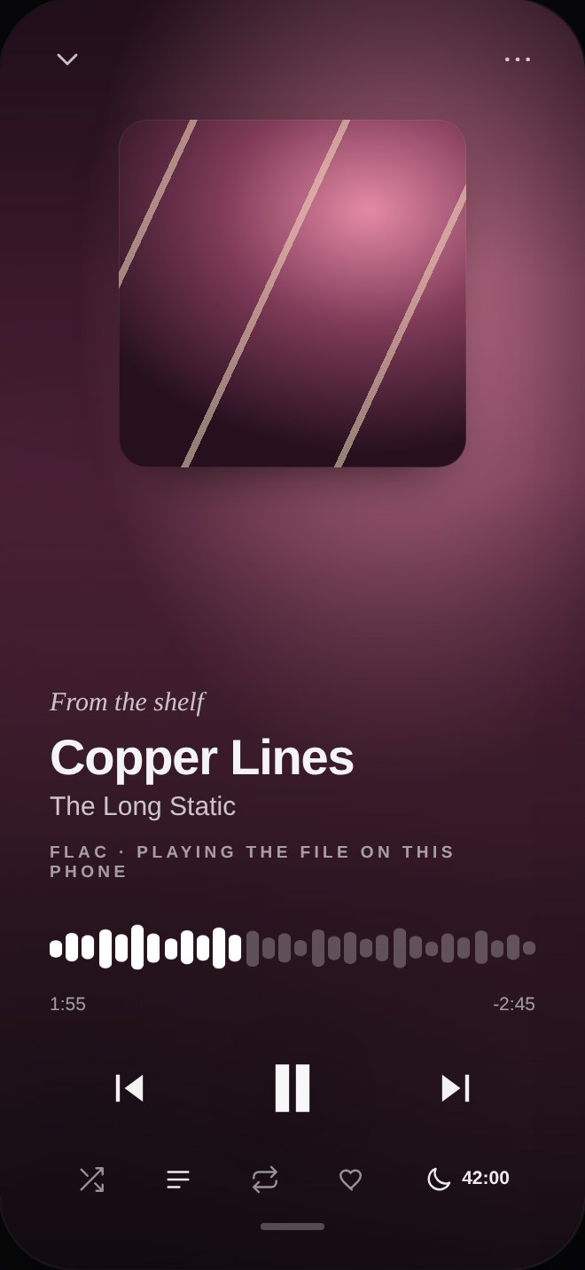 Now playing a FLAC file from the shelf on this phone